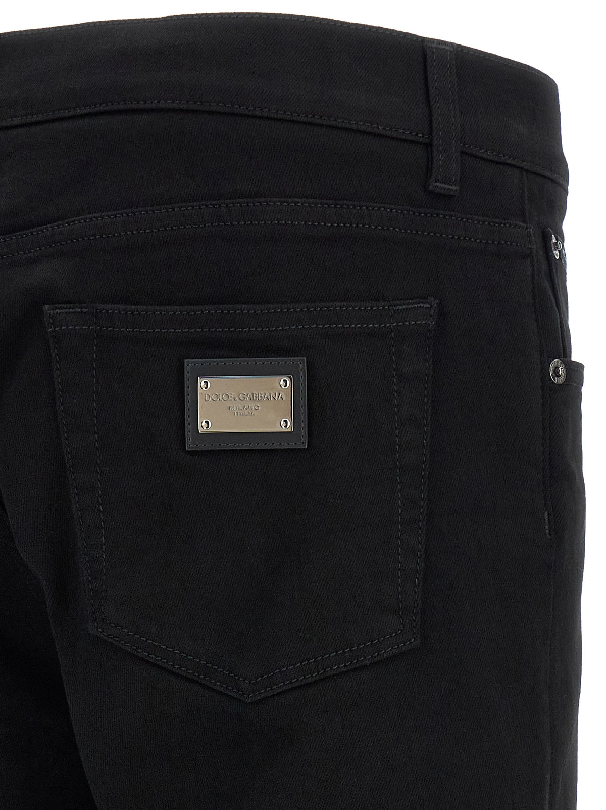 Jean slim en coton noir design Dolce & Gabbana