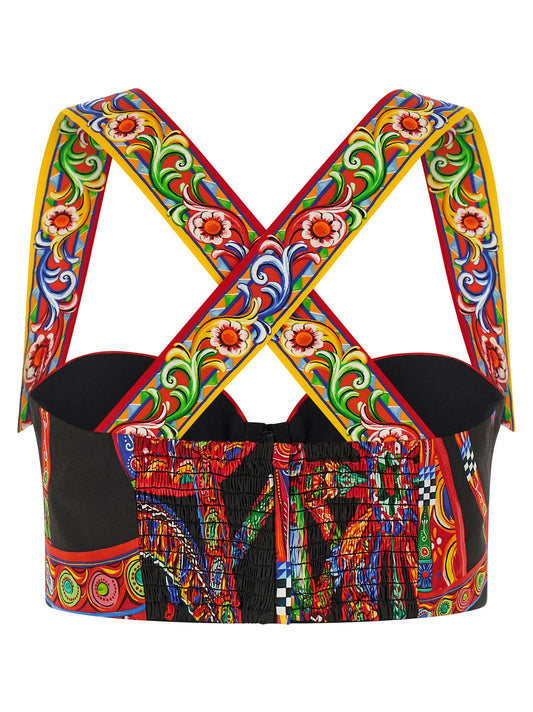 Blusa De Algodón Multicolor Dolce & Gabbana - Corte Corsé Fluido
