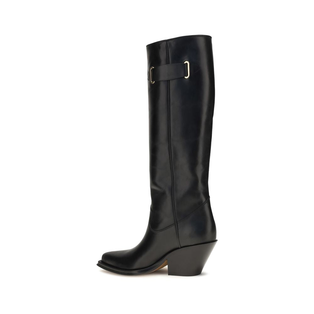 Chloé Bottes noires en cuir de vachette montantes jusqu'au genou Bos Taurus