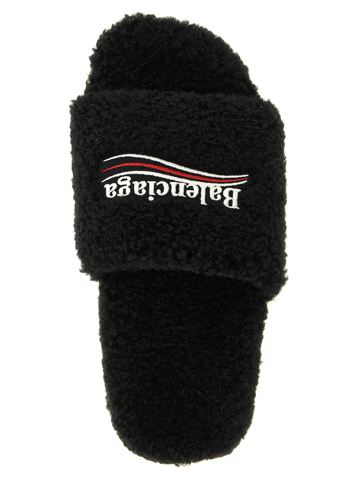 Balenciaga Slide Sandals in Black Polyester