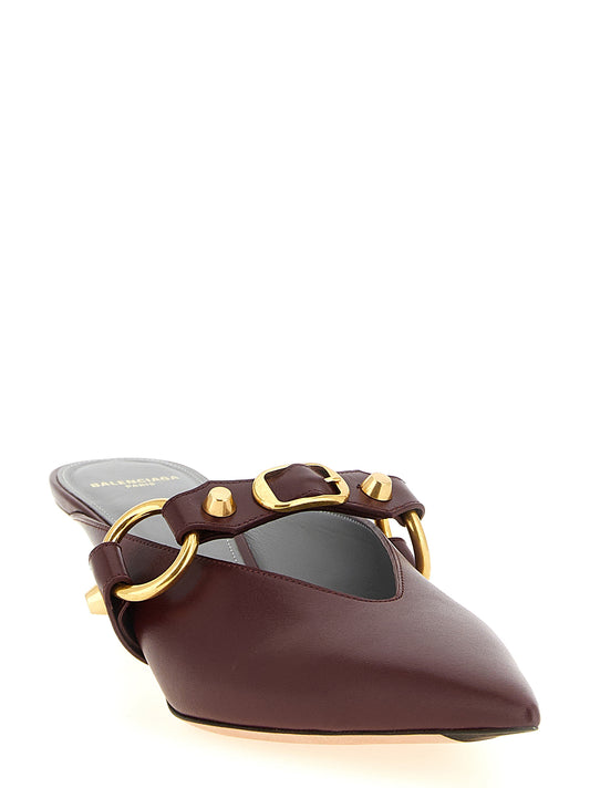 Balenciaga Mules Bordeaux Piel De Ternera Tacón Medio