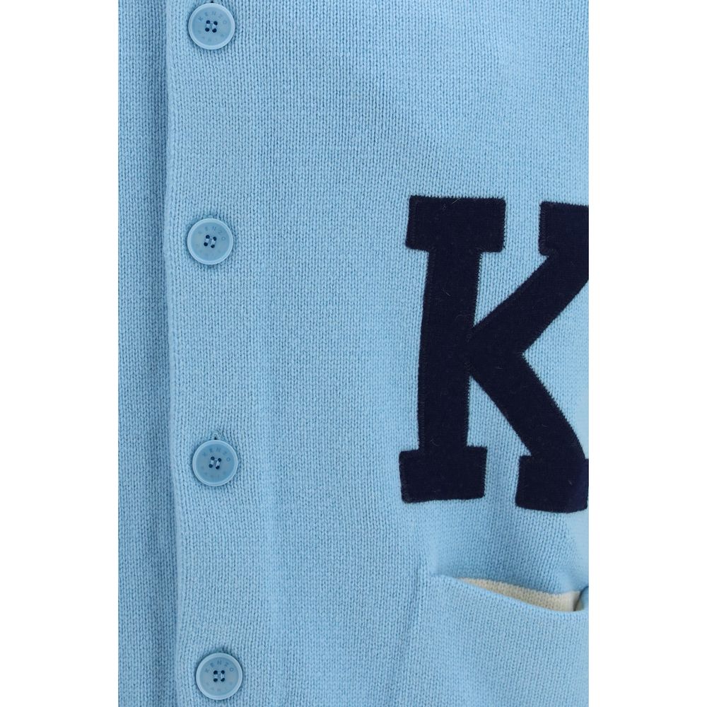 Cardigan Kenzo style bomber en laine mérinos bleu Ovis Aries