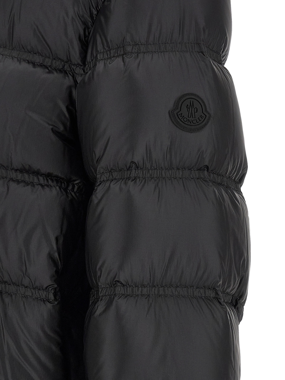 Veste longue Moncler en polyamide noir mat