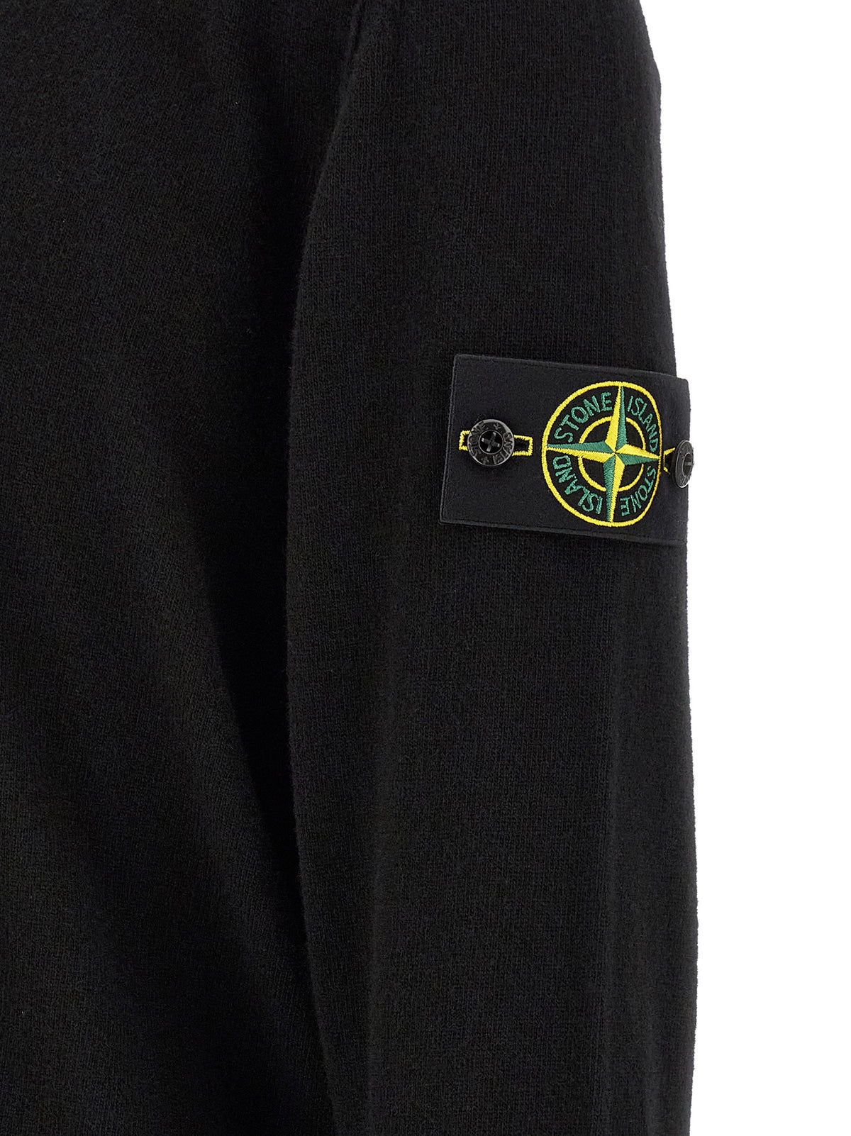 Polo Stone Island De Lana Virgen Negro Estructurado