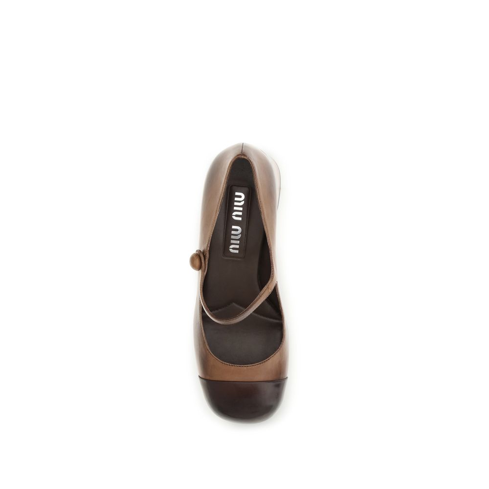 Miu Miu Ballerines En Cuir De Veau Marron Bos Taurus
