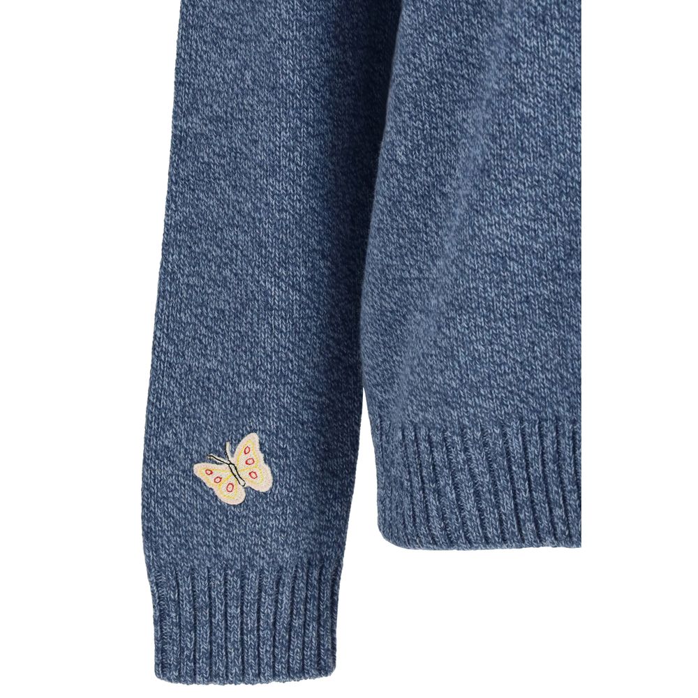 Pull Valentino Garavani en laine bleu avec motif Oves Aries