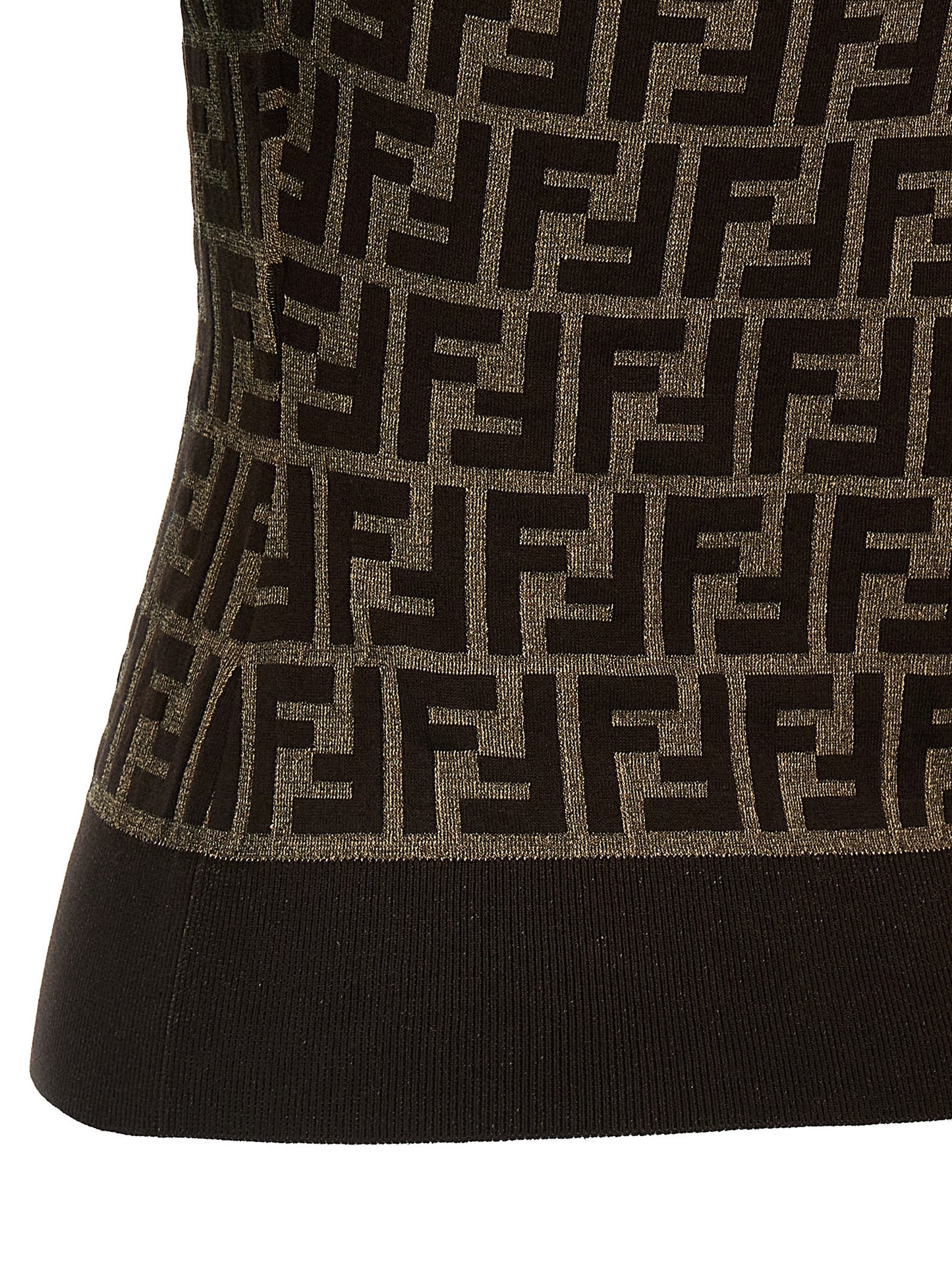 Cardigan Fendi De Algodón Marrón - Acabado Jacquard Sutil