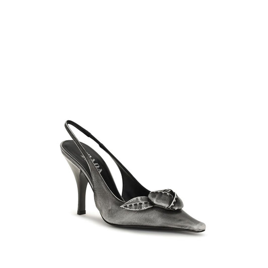 Pumps De Tacón Alto Prada En Piel De Cabra Gris