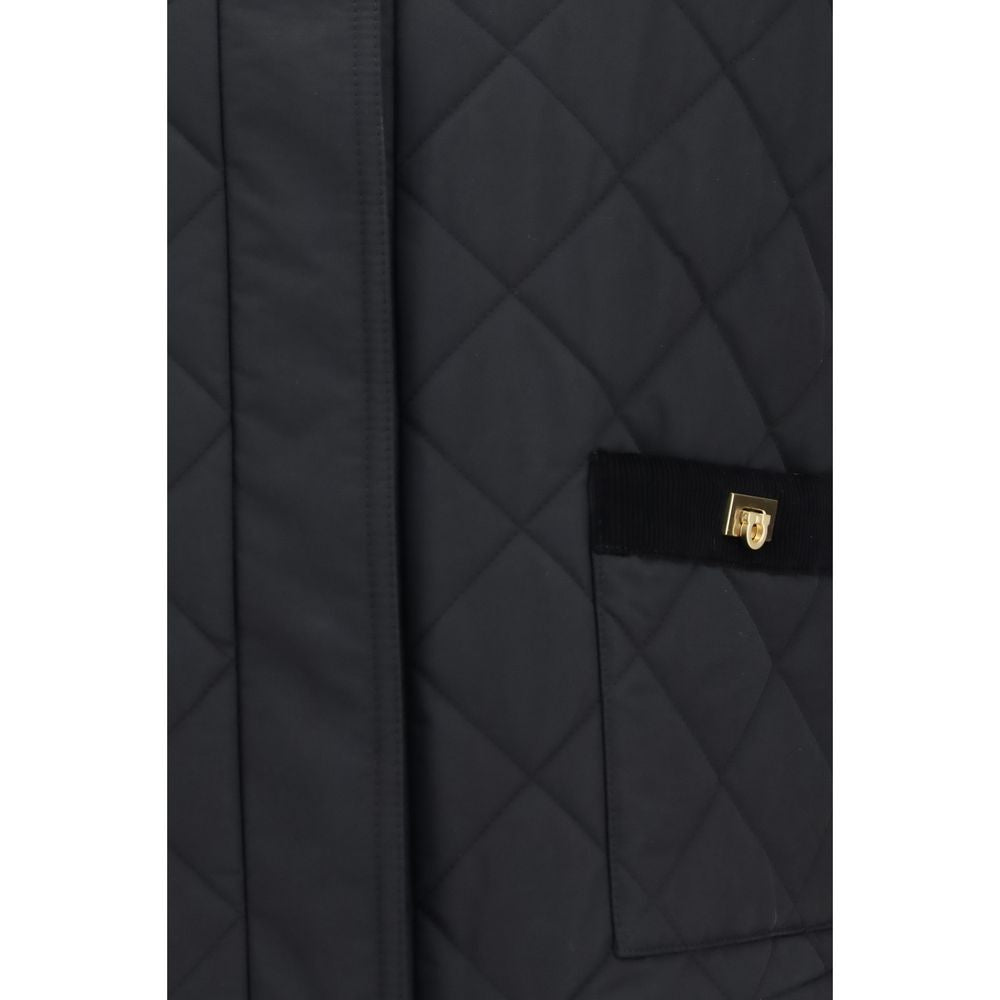 Chaqueta Larga De Algodón Negro De La Marca Ferragamo