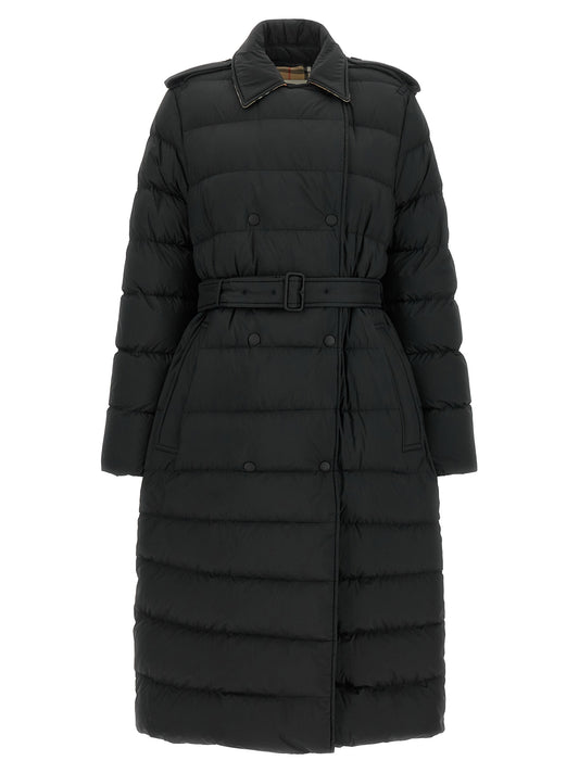 Burberry Abrigo Negro De Poliamida Con Corte Entallado