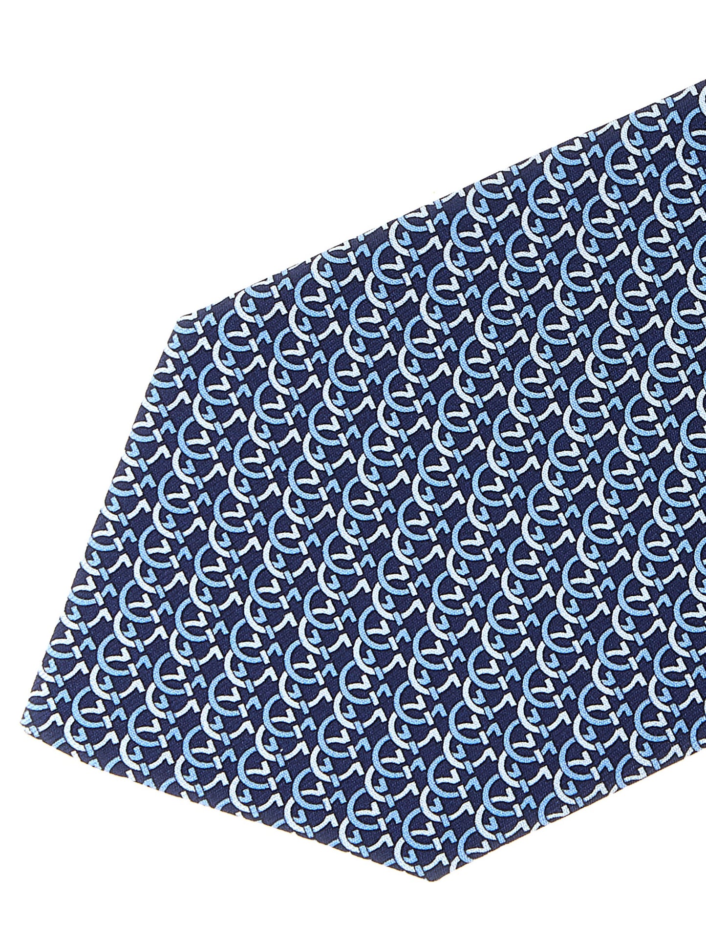 Corbata De Seda Azul Ferragamo Cerchio Con Nudo Estructurado