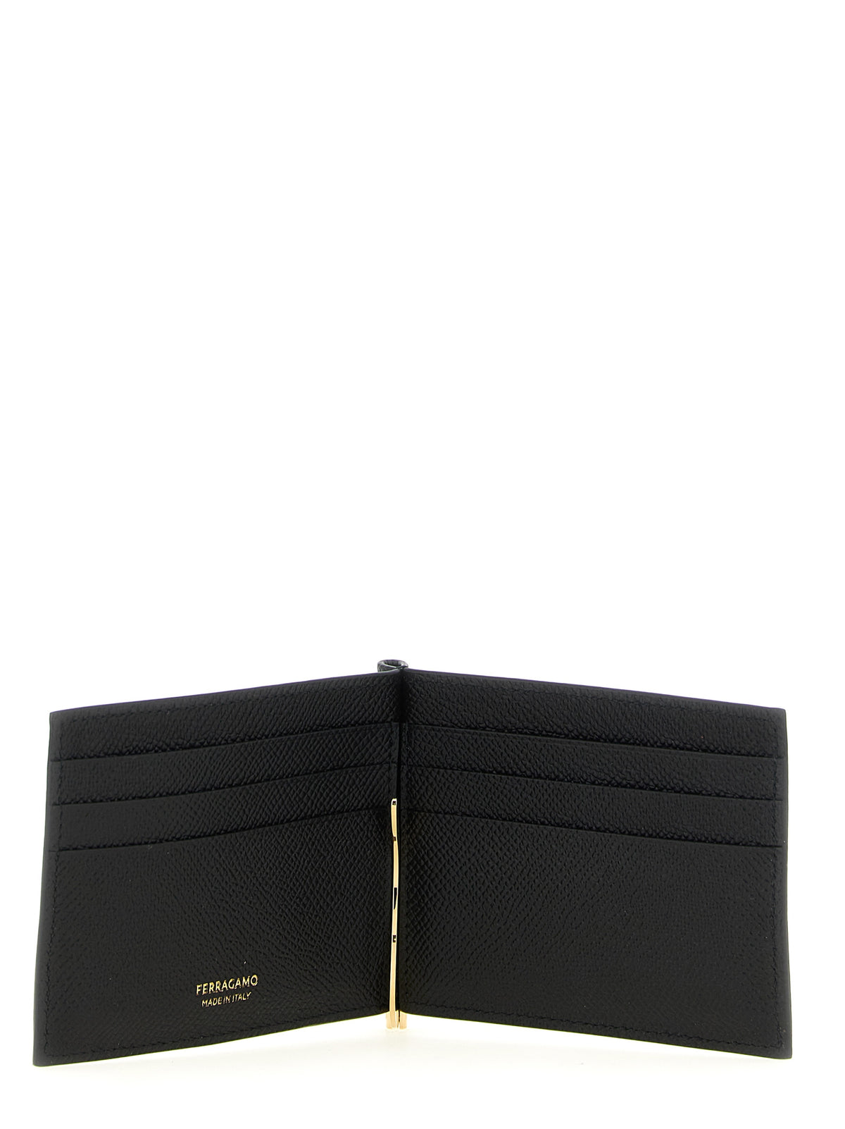 Portefeuille Micro Gancio Ferragamo Noir En Cuir De Veau