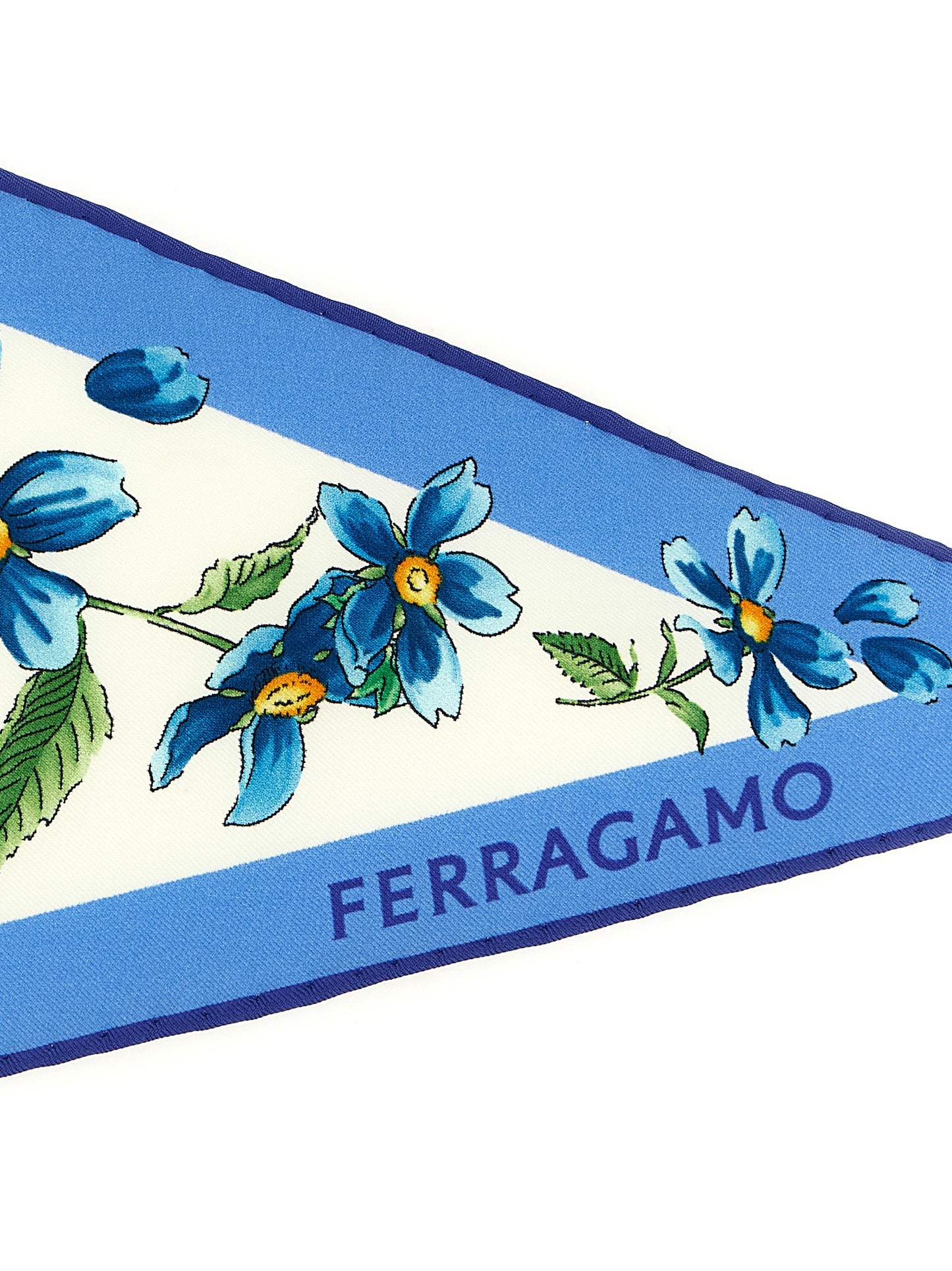 Ferragamo Blue Silk Foulard - Asymmetrical and Elongated Silhouette