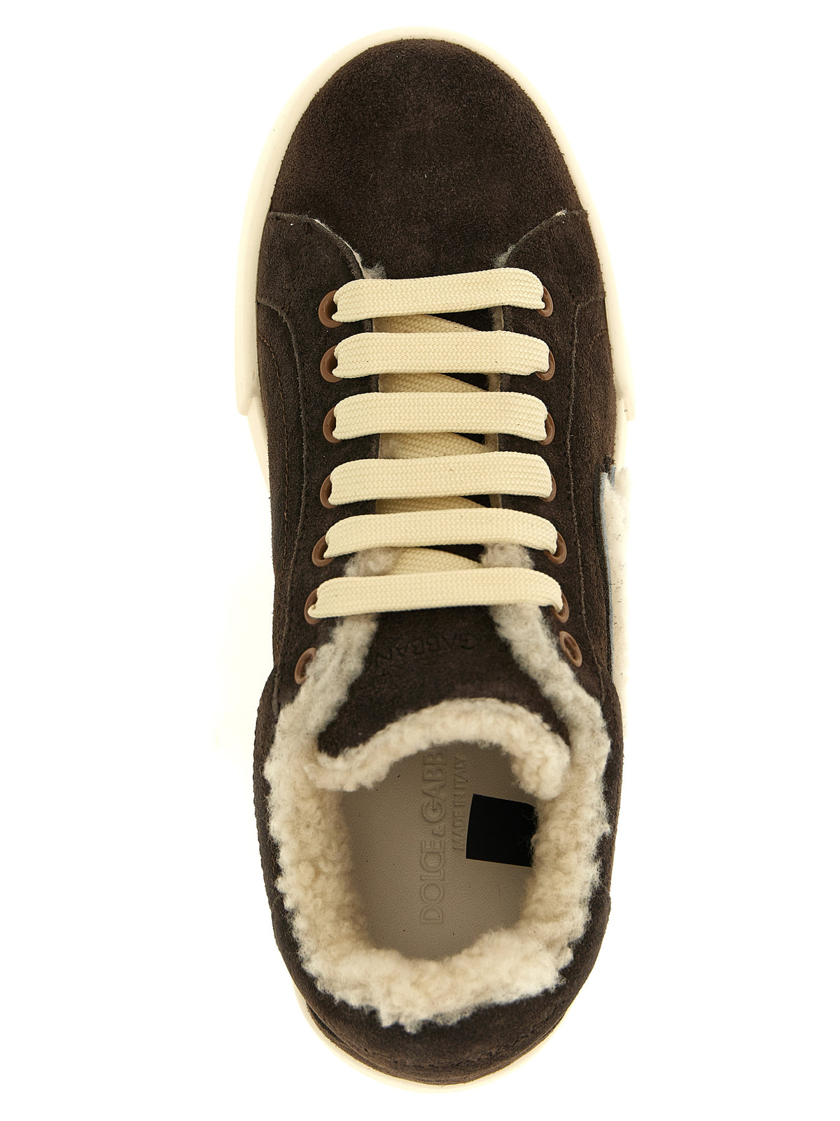 Dolce & Gabbana Brown Calf Leather Low-Top Sneakers