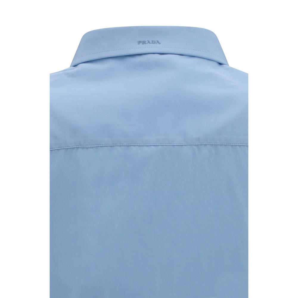 Camisa Formal De Algodón Prada Con Corte Depurado Azul