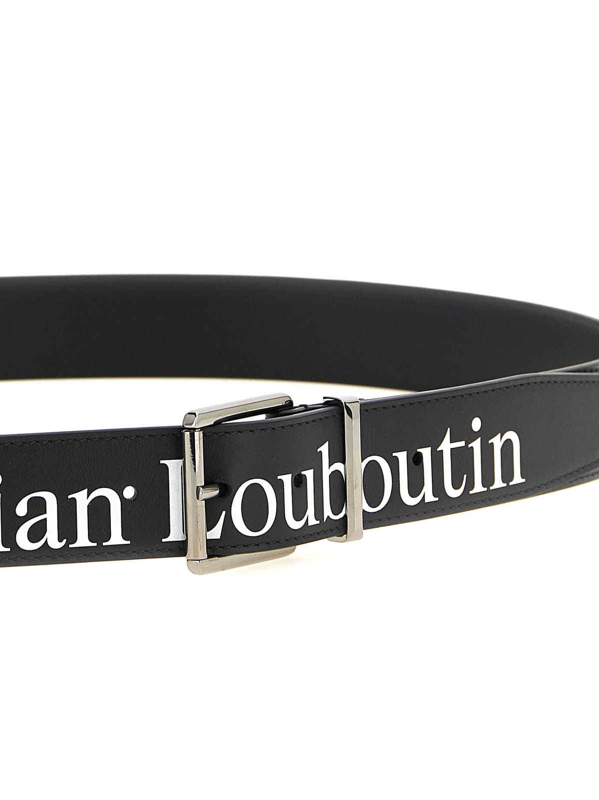 Christian Louboutin Cinturón De Becerro Negro Regular Belt