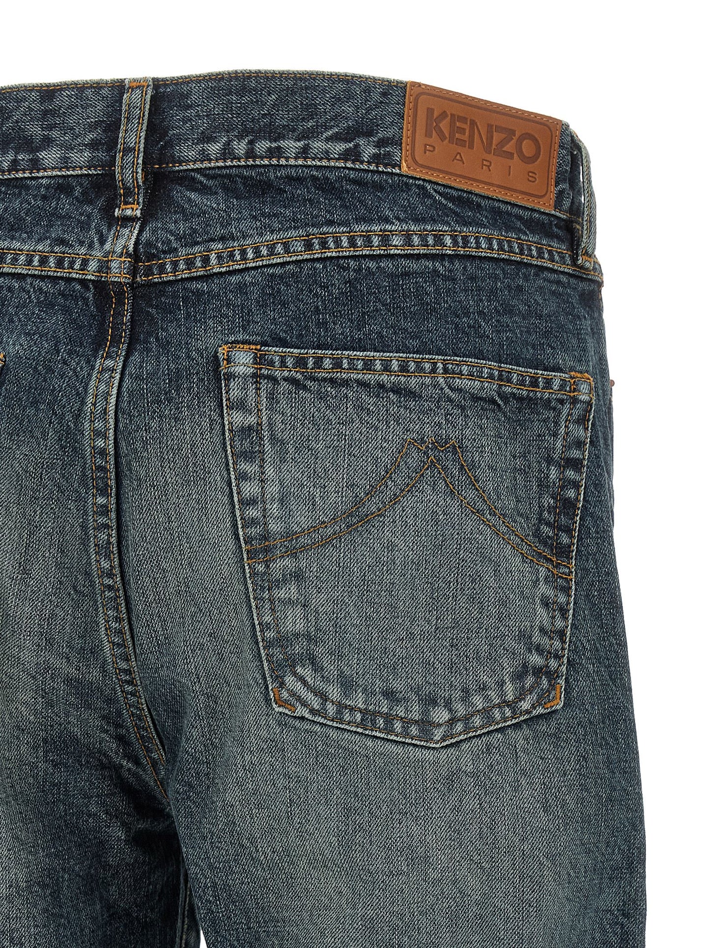 Kenzo Pantalones Vaqueros De Algodón Azul - Corte Recto