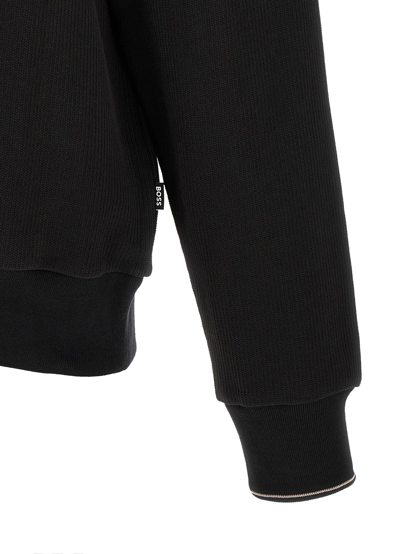 Sudadera De Algodón Negro Con Cremallera Semilarga Hugo Boss