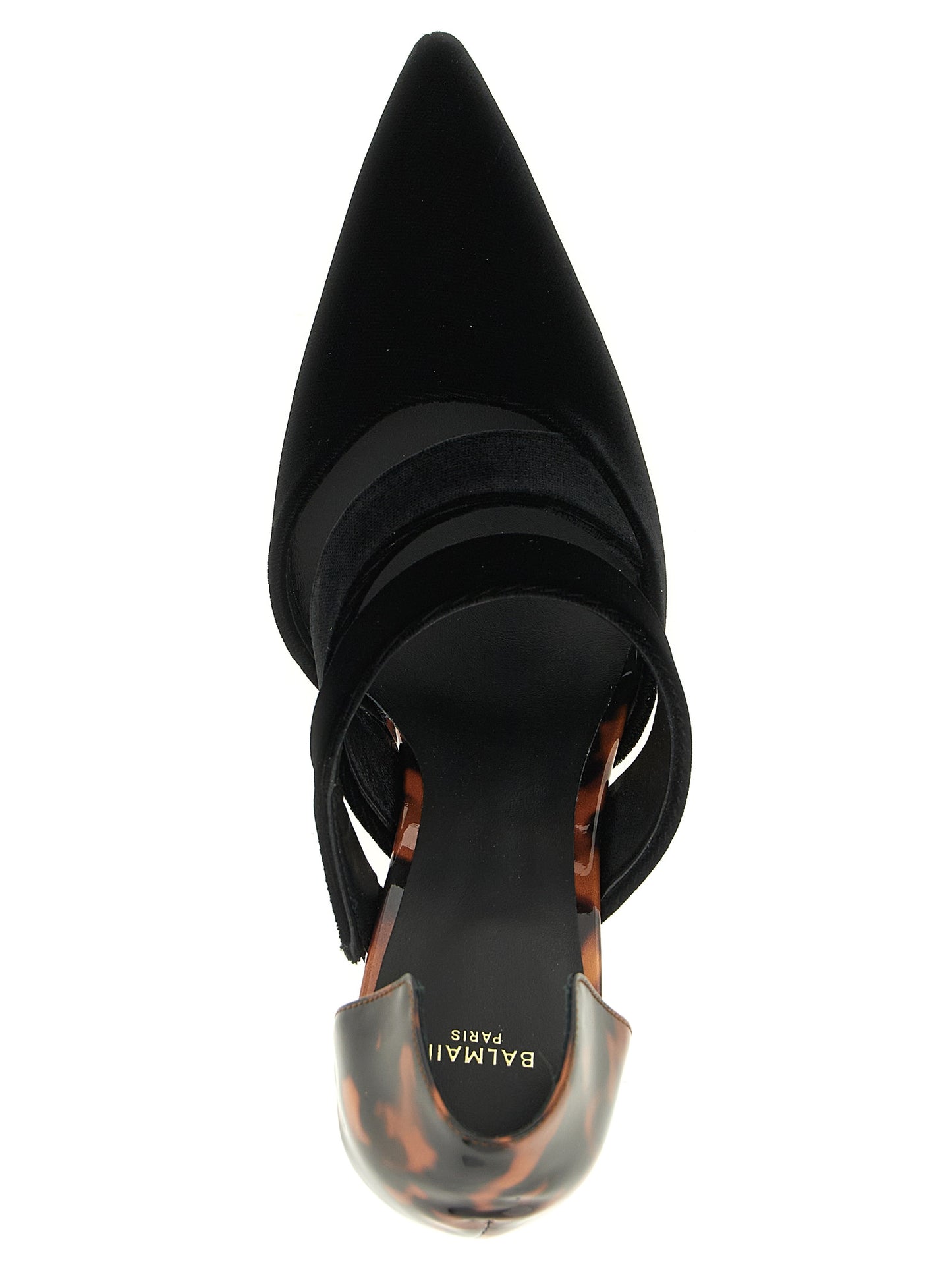 Zapatos Tacón Alto Balmain De Viscosa Negra Con Punta Afilada