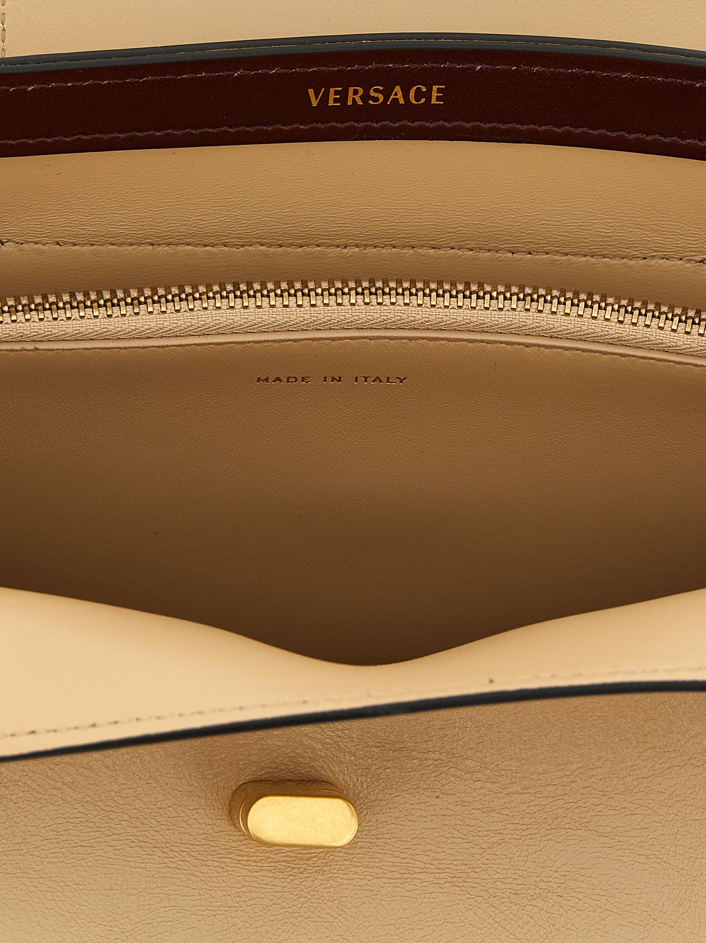 Versace Sac bandoulière en cuir beige - Structure compacte