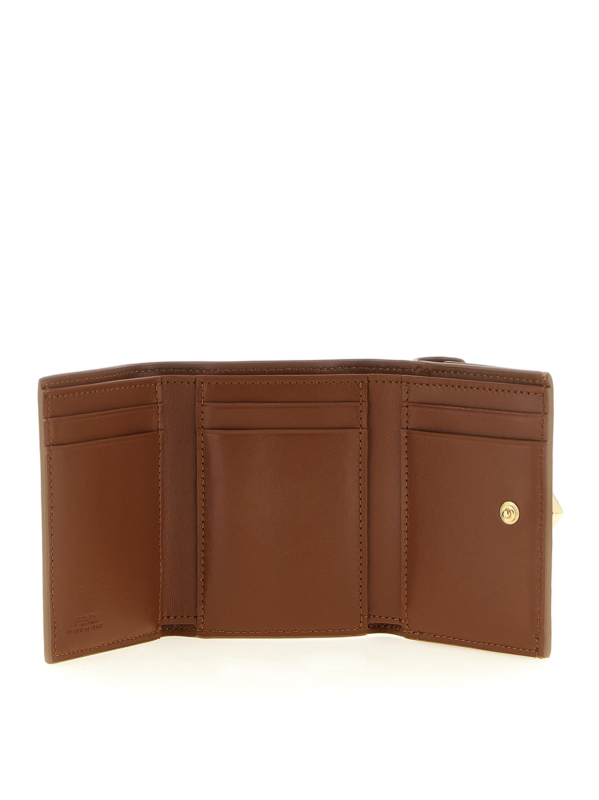 Fendi Porte-Cartes Compact En Cuir De Veau Marron