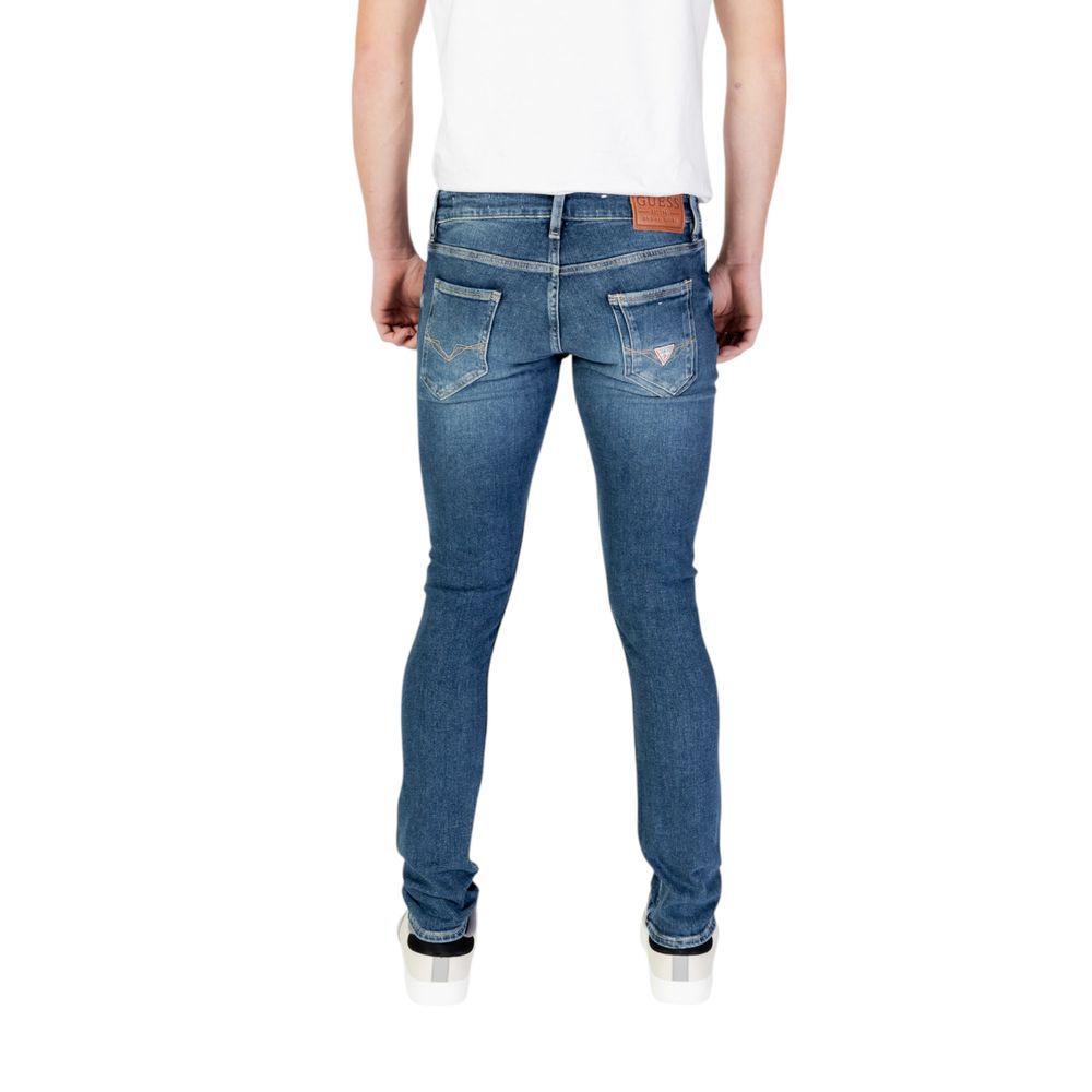 Pantalon skinny en jean de coton bleu Guess