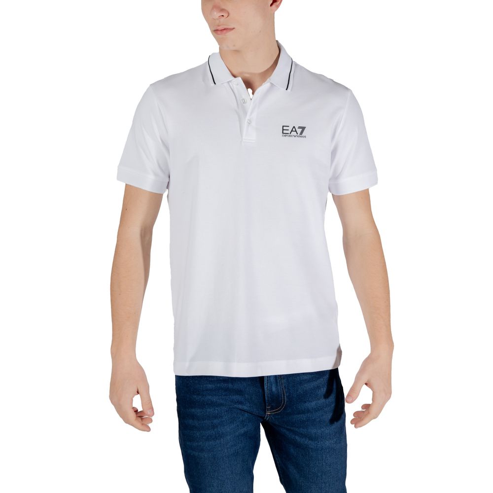 EA7 Emporio Armani White Cotton Polo Shirt - Short Sleeve