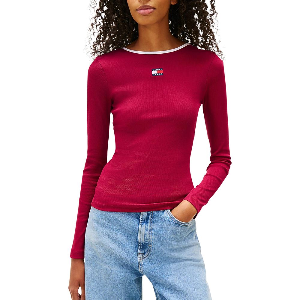 Jersey Manga Larga Tommy Hilfiger Jeans Bordeaux Algodón Reciclado