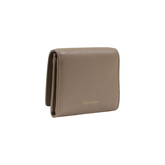 Cartera De Piel Beige Calvin Klein