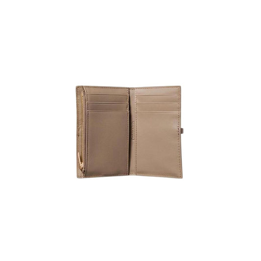 Billetera Femenina De Piel Beige Calvin Klein Emblem Hw