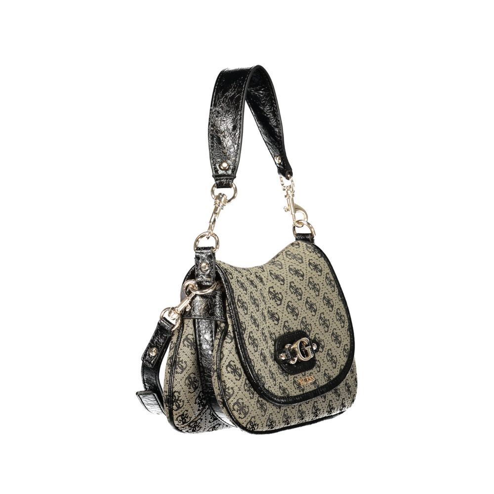 Sac Guess Jeans Nero en polyester pour femme avec bandoulière réglable et amovible