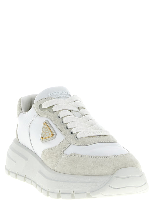 Prada White Polyamide Athletic Sneakers