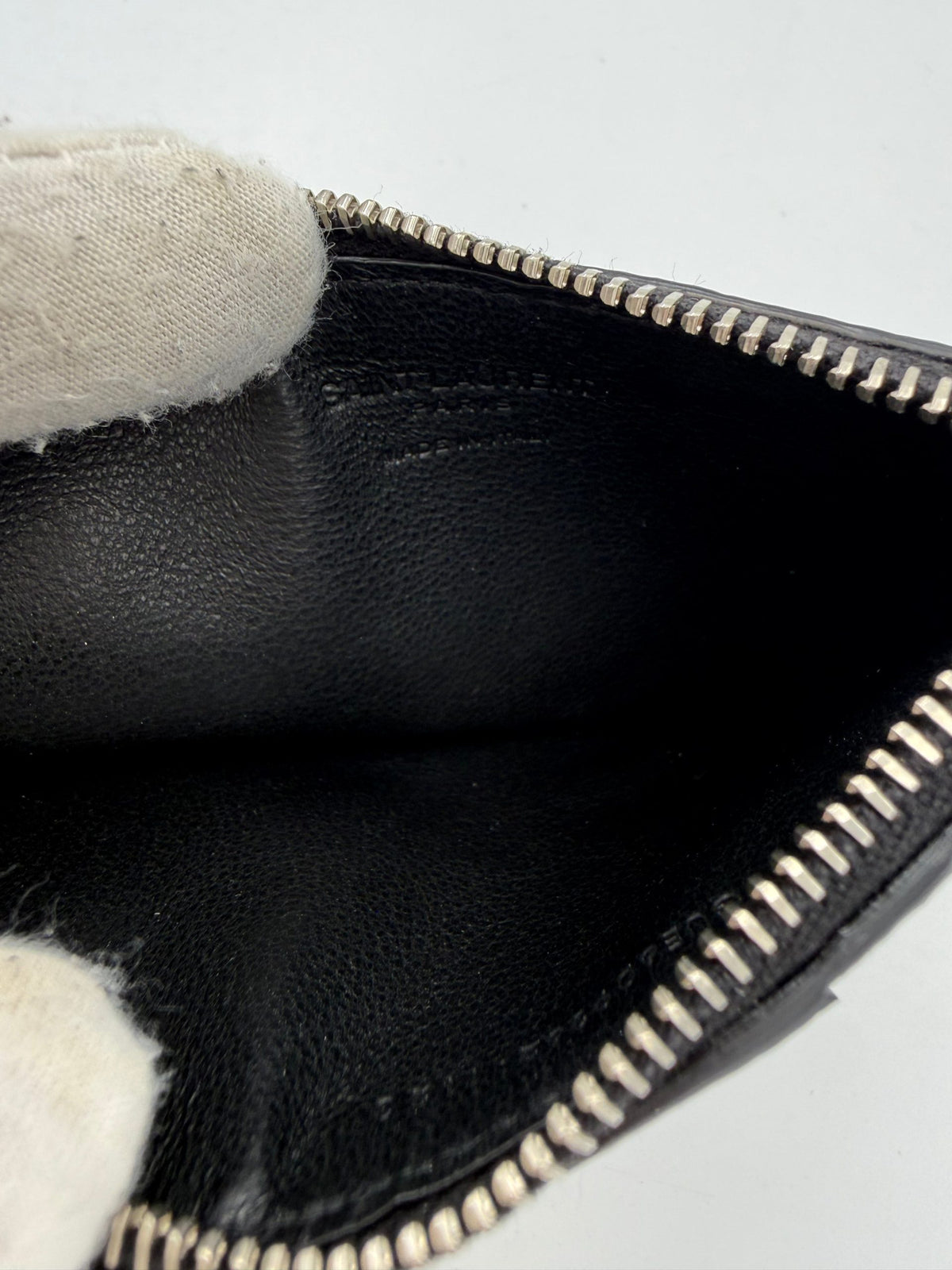 Porte-cartes zippé SAINT LAURENT en cuir de cerf