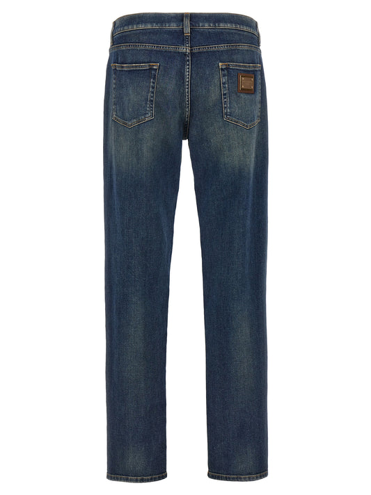 Dolce & Gabbana Blue Cotton Straight-Leg Jeans