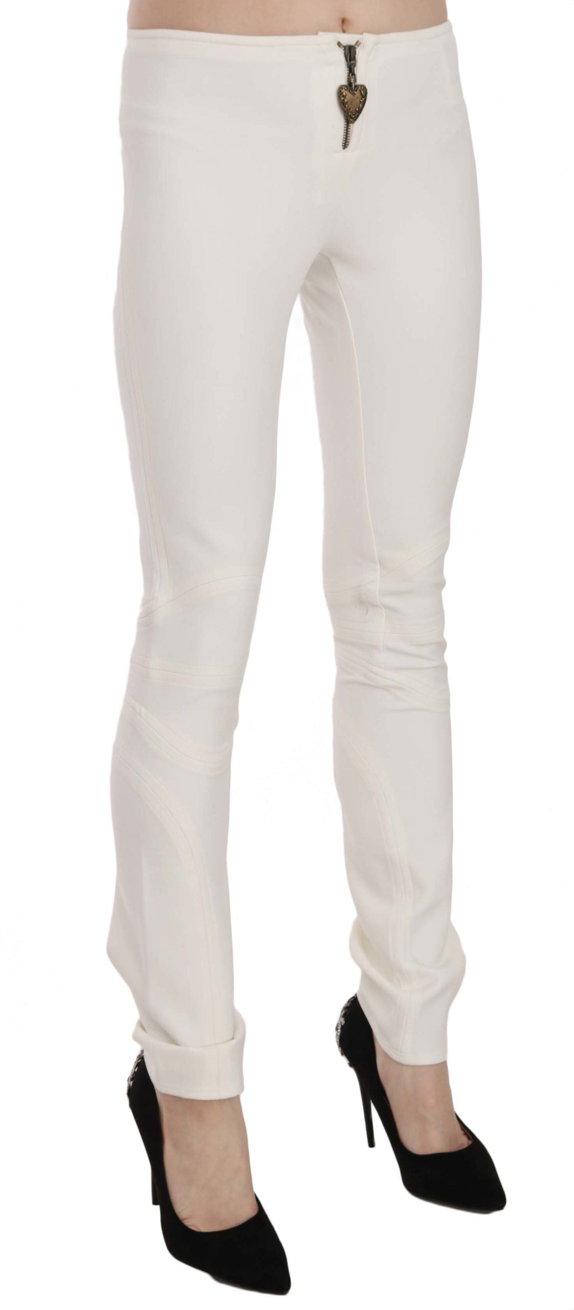 Pantalones de vestir ajustados de tiro medio blancos Just Cavalli