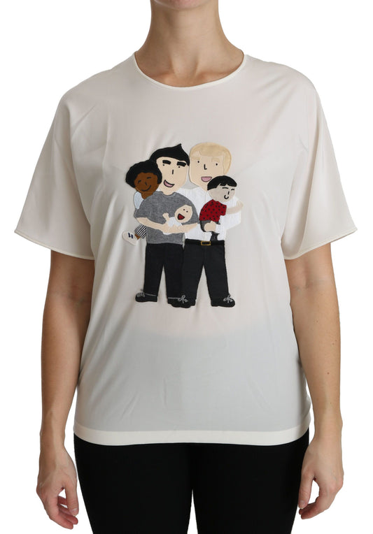 Top blusa de manga corta Dolce & Gabbana blanca con parche #dgfamily