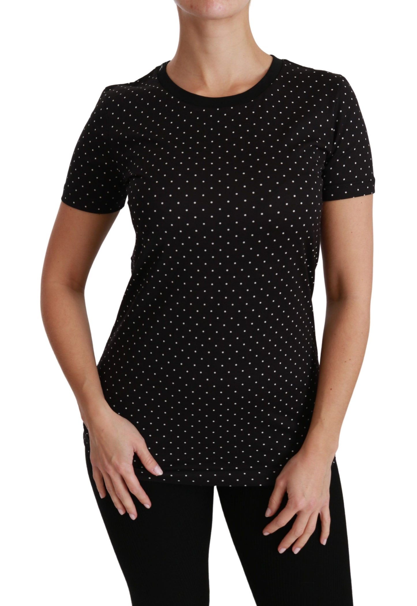 Camiseta Dolce & Gabbana de algodón negro con cuello redondo y lunares