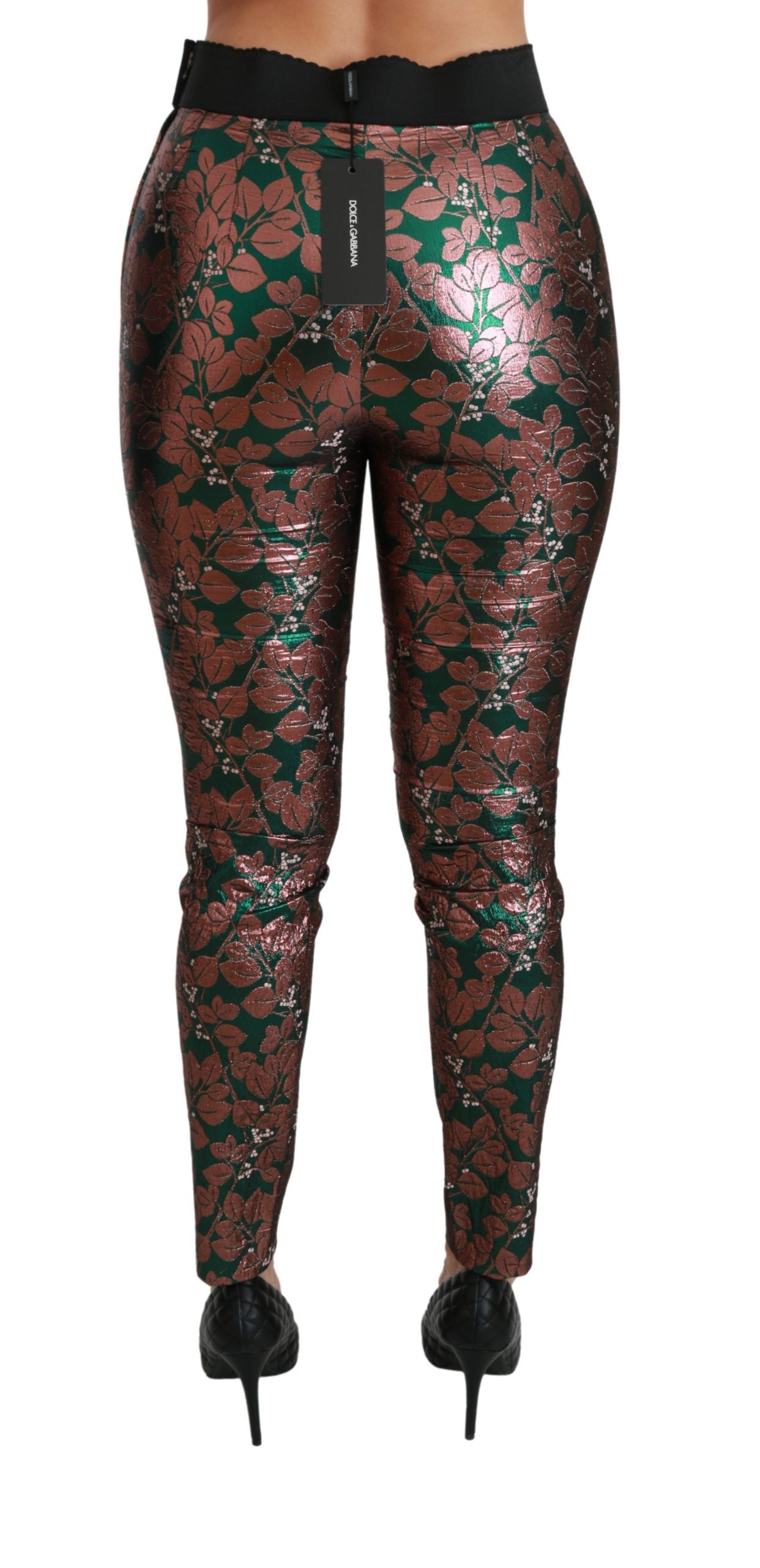 Pantalones pitillo Dolce & Gabbana verdes de hoja de bronce