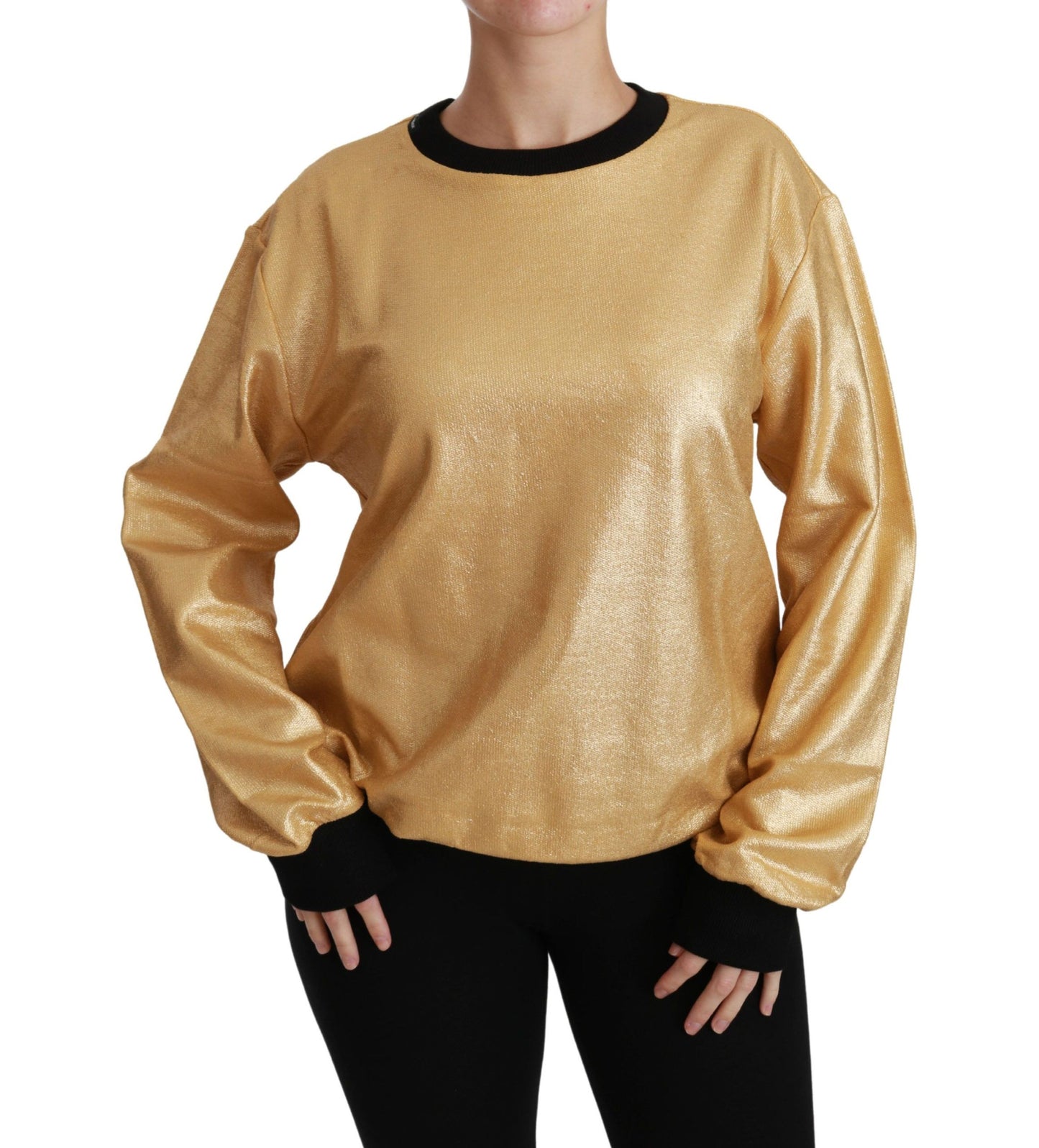 Jersey de algodón dorado con cuello redondo de Dolce & Gabbana