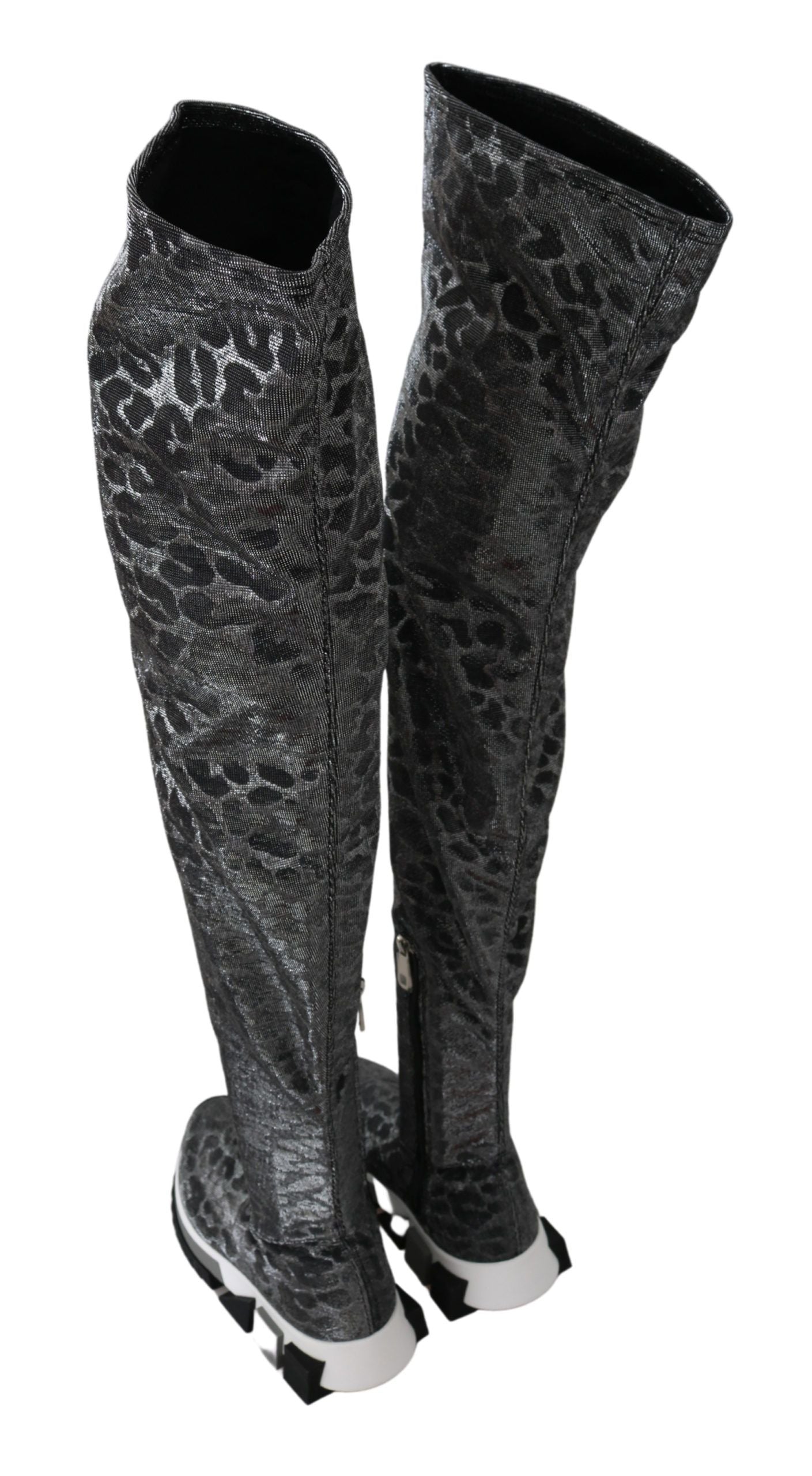 Zapatillas Botines Dolce & Gabbana Grises Leopardo de Caña Alta