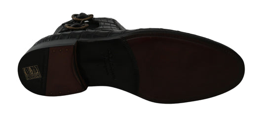 Botas Derby de Piel de Cocodrilo Negras Dolce & Gabbana