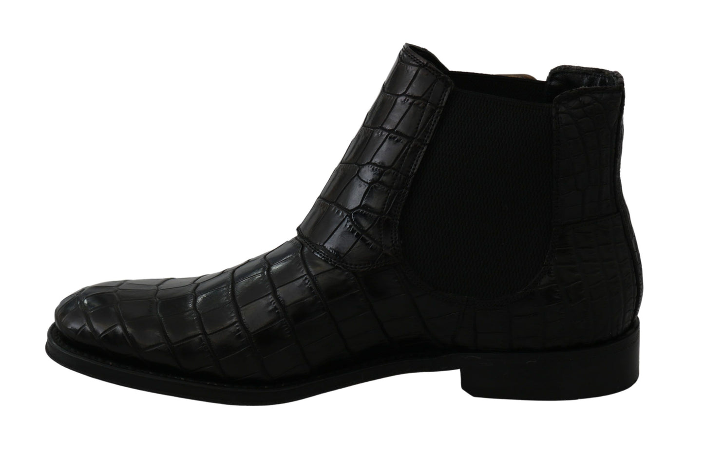 Botas Derby de Piel de Cocodrilo Negras Dolce & Gabbana