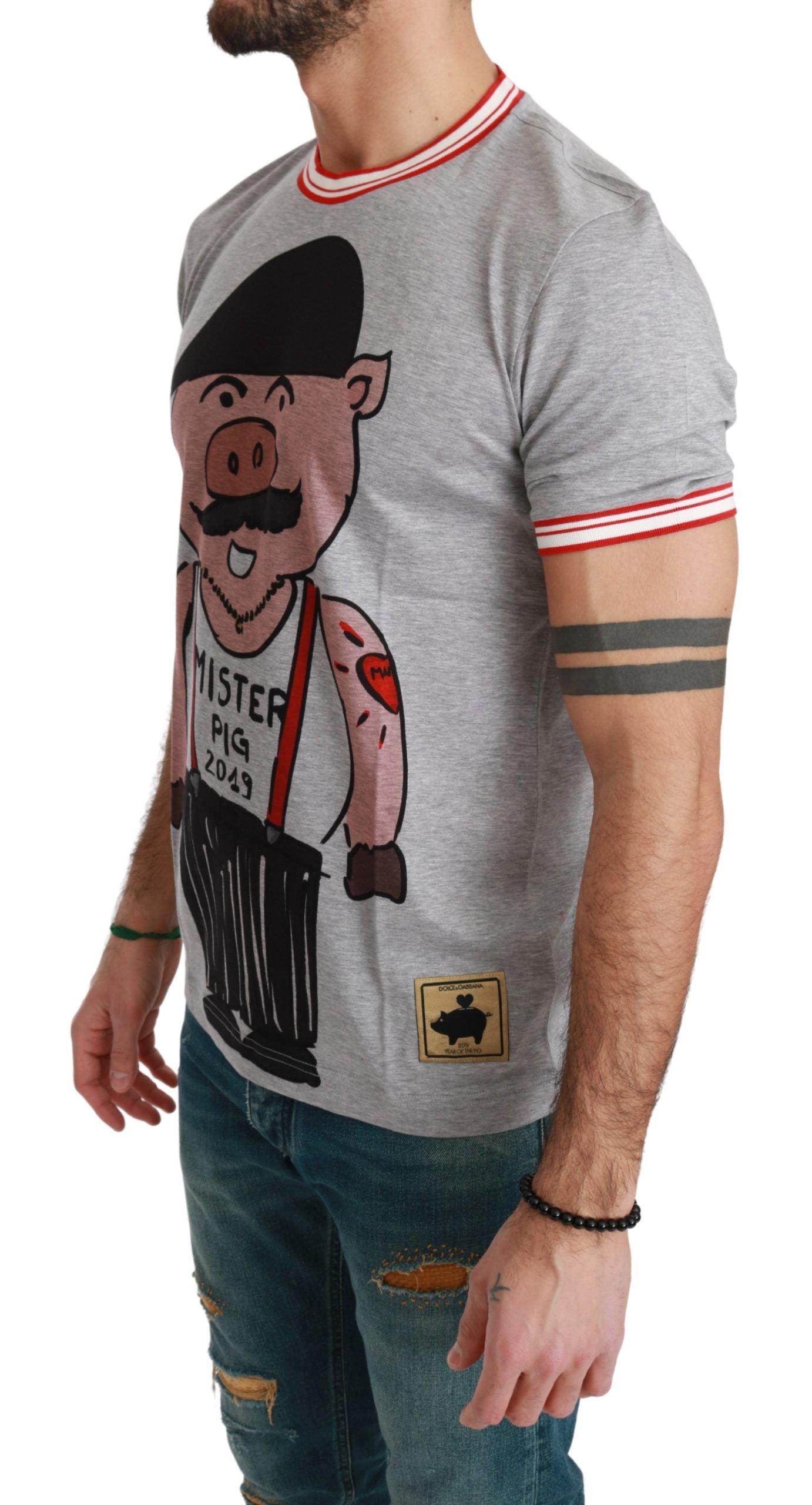 Camiseta Dolce & Gabbana de algodón gris Año del Cerdo 2019