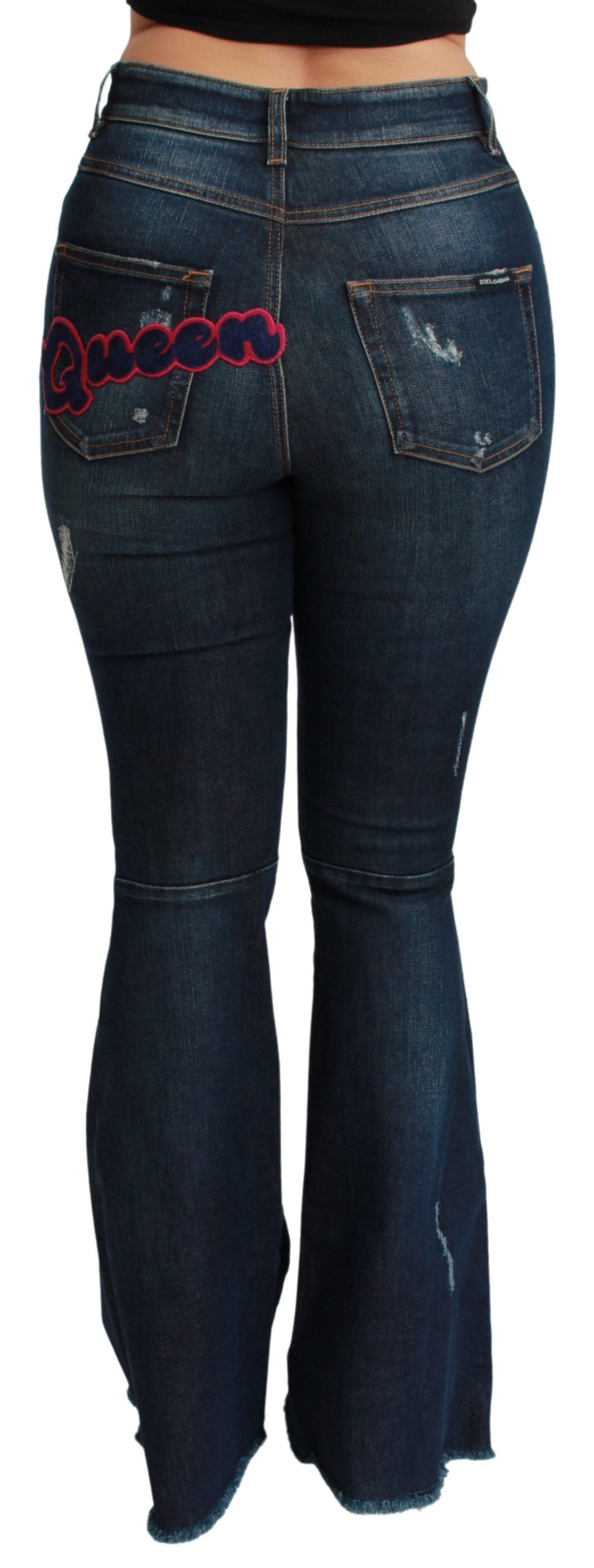 Pantalones Vaqueros Acampanados de Algodón Elástico Azul Vaquero de Dolce & Gabbana
