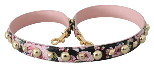 Bandoulière en cuir rose à motifs floraux et clous Dolce & Gabbana