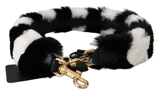 Bandoulière Dolce & Gabbana en fourrure de lapin noire et blanche