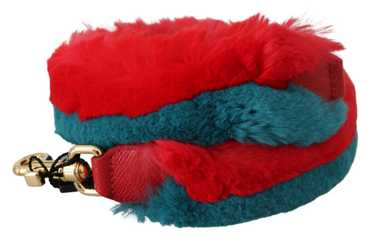 Dolce & Gabbana Bandoulière en cuir et fourrure de lapin rouge et bleue