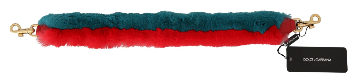 Dolce & Gabbana Bandolera de Piel y Pelo de Conejo Rojo Azul