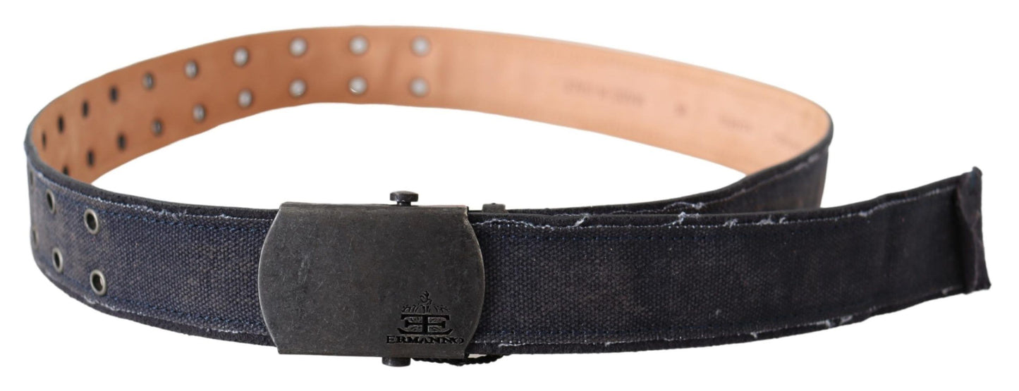 Cinturón Ermanno Scervino de cuero azul con hebilla de trinquete