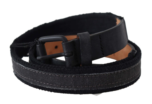Cinturón de Piel Negro con Hebilla del Logo Ermanno Scervino